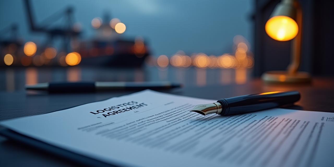 Close up of a professional logistics contract with a focus on signature lines